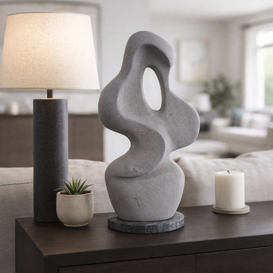 Decorative Object - Gray Marble Freeform with Base, 23 in.