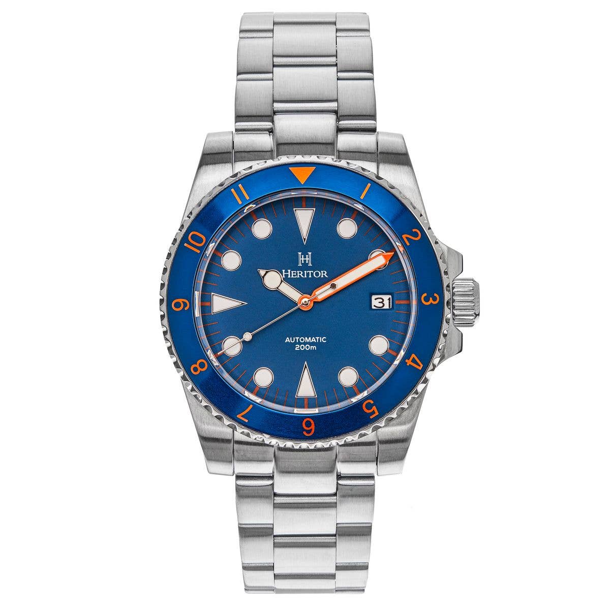 Heritor Luciano Men's Automatic Diver Date Bracelet Watch, Navy