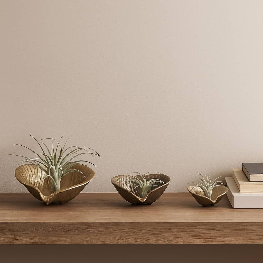 Decorative Bowls Set of 3 - Gold Metal Leaf, 12/15/18 in.
