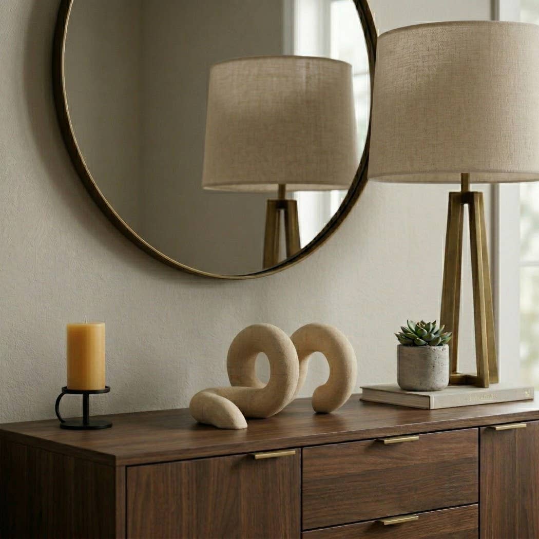 Decorative Object - Ivory Sandstone Abstract Loop, 6 in.