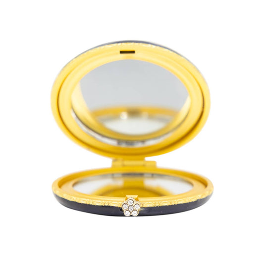 Jay Strongwater Jayla 2" Butterfly Delft Garden Compact Mirror, Love Gold-Finished Zinc