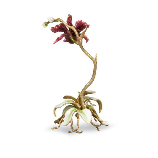 Jay Strongwater Marietta Orchid Rose Swarovski Crystal Enamel Gold-Finished Tabletop Object