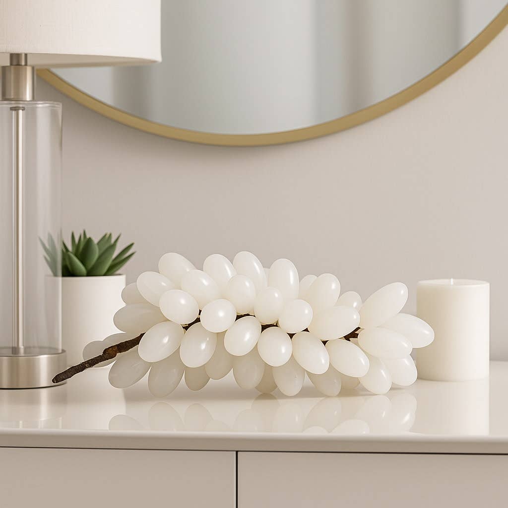 Decorative Object - White Stone Grapes Tabletop, 7 in.