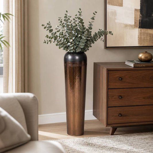 Decorative Vase - Bronze Ceramic Large Floor Vase, 34 in.