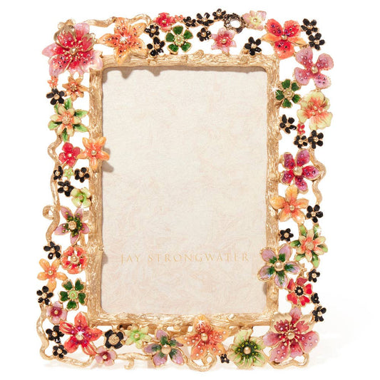Jay Strongwater Leartes 4 X 6 Floral Crystal Enamel Picture Frame, Night Bloom