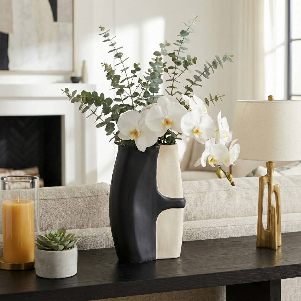 Decorative Vase - Black/Tan Ecomix Small Silhouette, 15 in.
