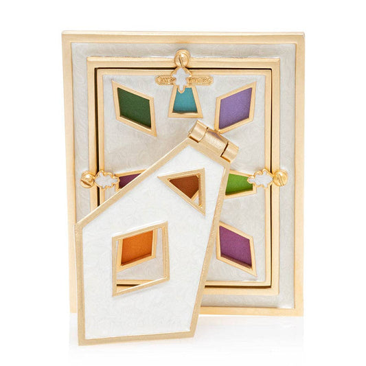 Jay Strongwater Abaculus Pyramid 3" x 4" Enamel Gold-Finished Picture Frame, Rainbow