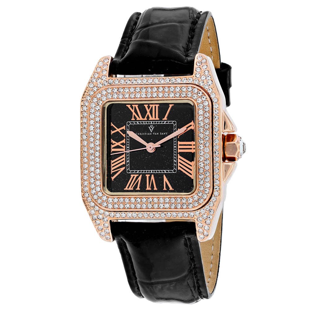 Christian Van Sant Radieuse Women's Quartz Watch, Black Dial