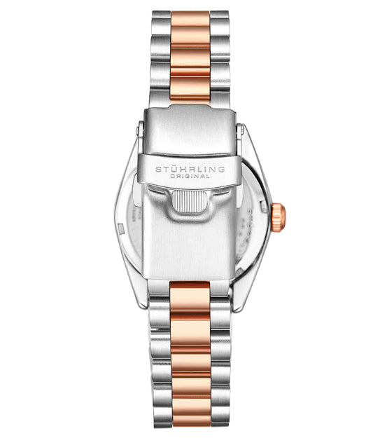 Stuhrling Original Lineage Women's Quartz Watch, 31mm, Silver Mother-of-Pearl Dial, Two-Tone Rose Gold & Silver Bracelet, Crystal-Accented Bezel