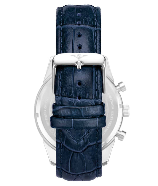 Stuhrling Original Rialto Men's Quartz Chronograph Watch, Blue Leather Strap