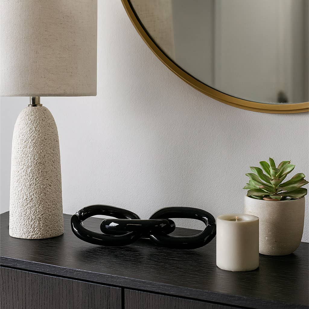 Decorative Sculpture - Black Glass Chain Link, 13 in.