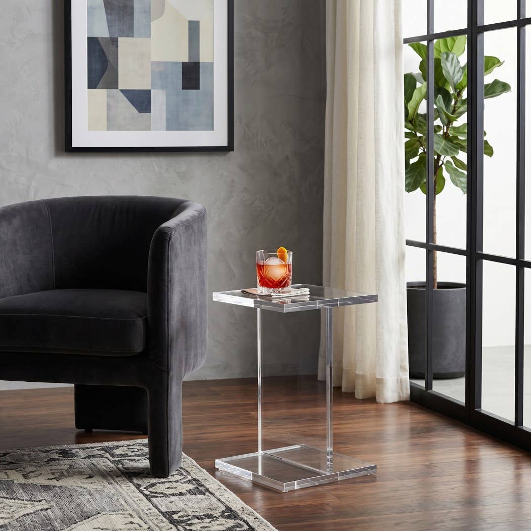 Side Table - Clear Acrylic Modern Square Table, 18 in.
