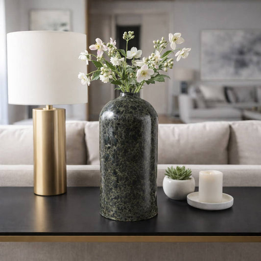 Decorative Vase - Green Ceramic Modern Tall Glazed, 14 in.