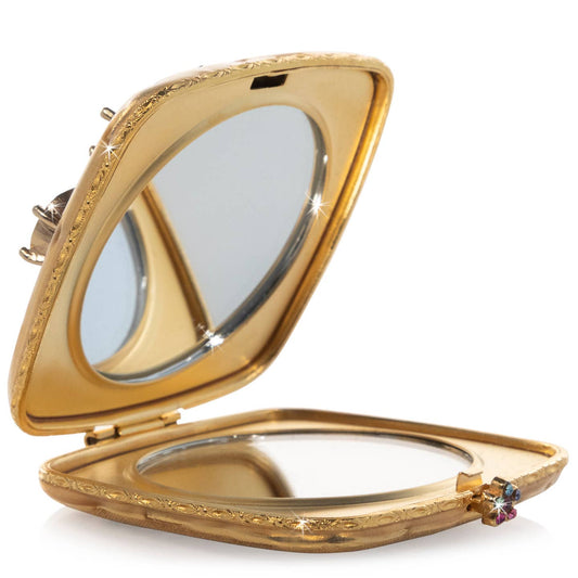 Jay Strongwater Luella Square Jeweled Compact Mirror, Swarovski Crystal Gold-Finished