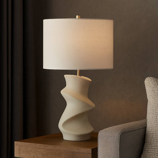 Table Lamp - White Metal with Unique Resin Base, 26 in.