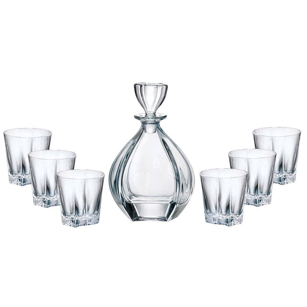 Barski Lagauna Glass Whiskey Decanter Set, 32 oz.