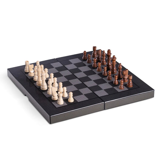 Axel Carbon Fiber Backgammon & Chess Set – Luxury 2-in-1 Board Game Set