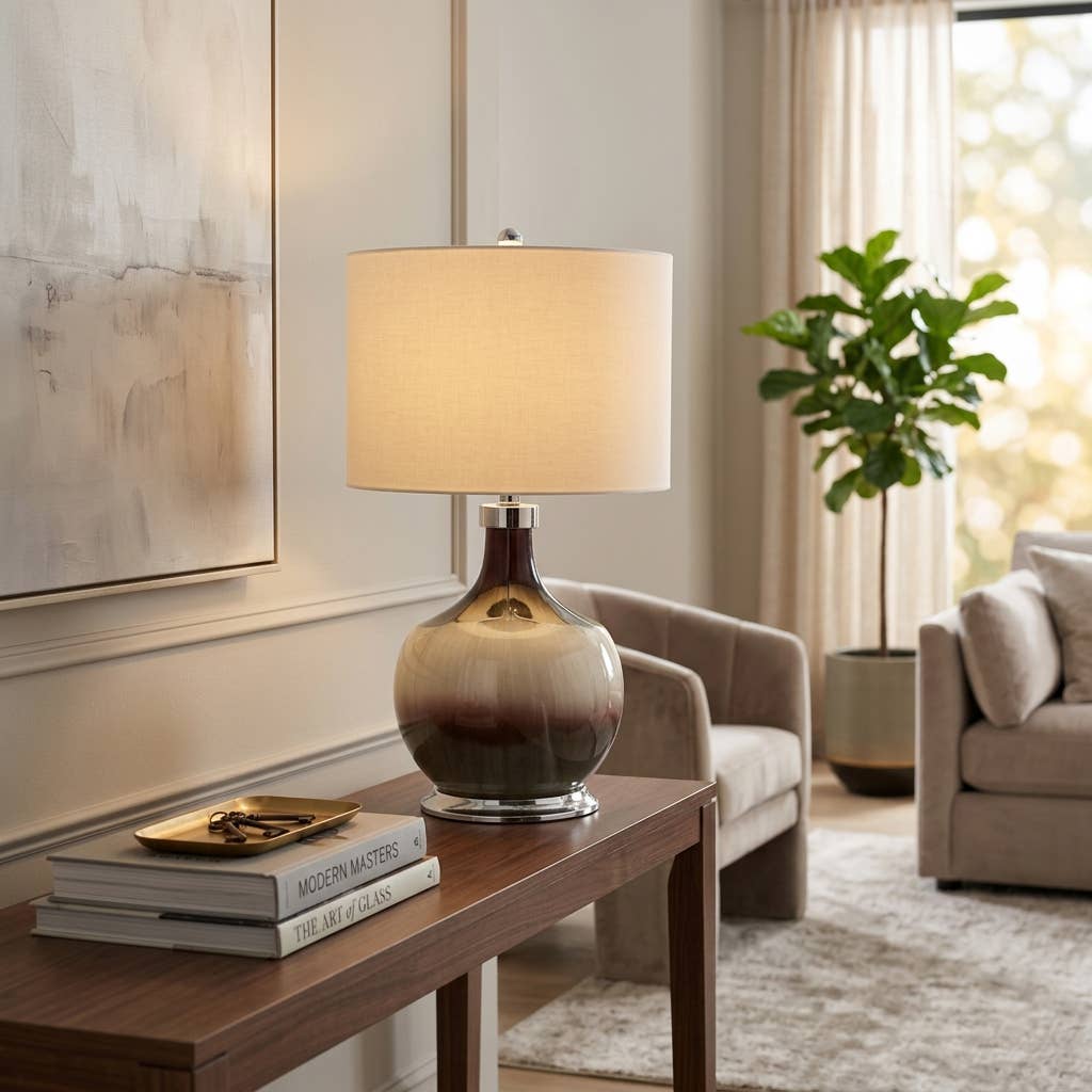 Table Lamp - Gray Glass Gradient Handfinished, 32 in.