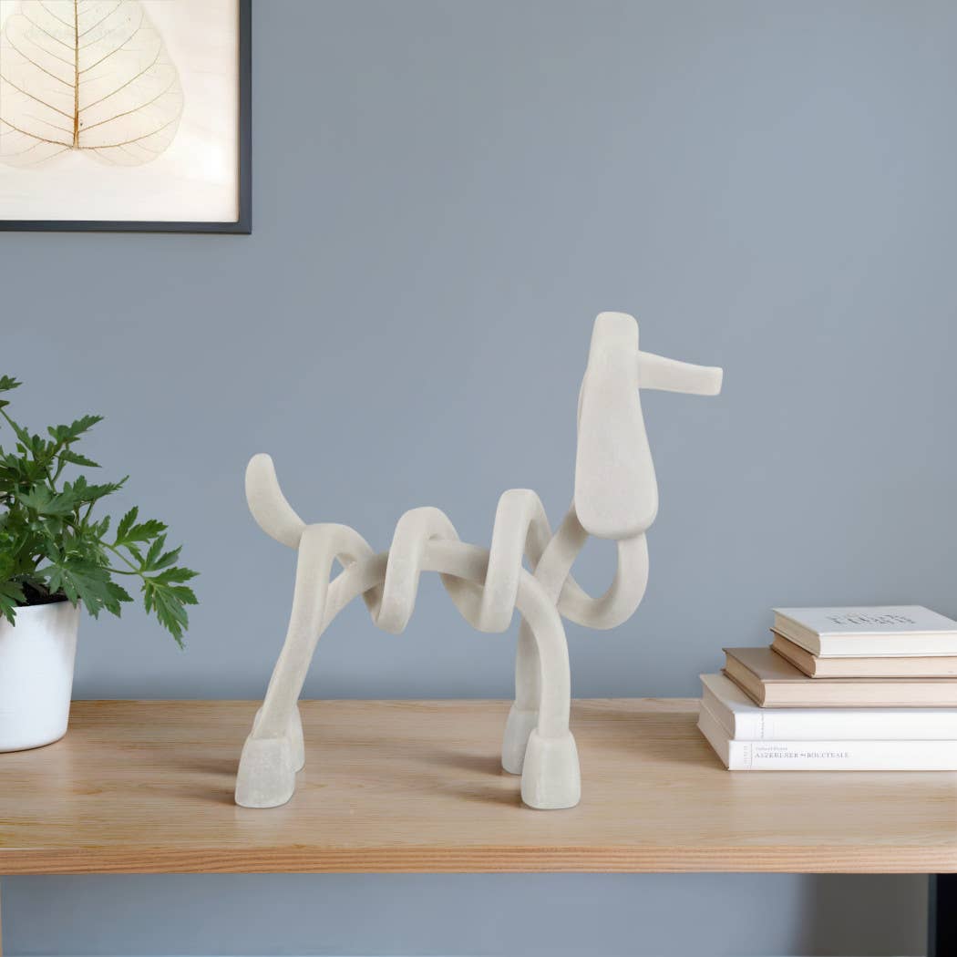 Decorative Sculpture - White Resin Modern Dog, 20 in.