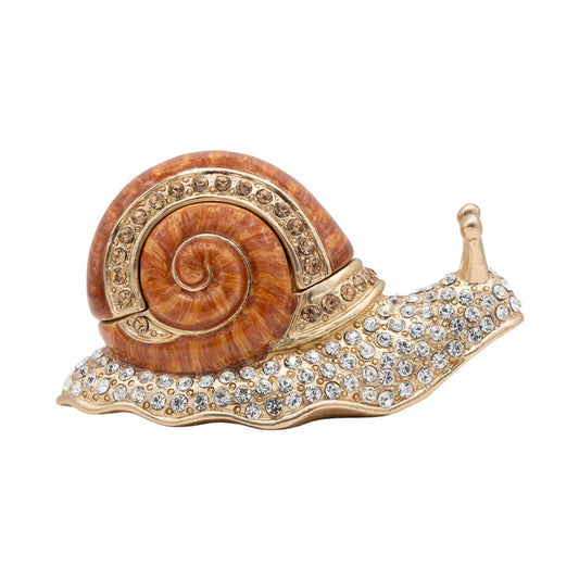 Jay Strongwater Serene Snail Decorative Box, Gold Shell Crystal Enamel Gold-Finished