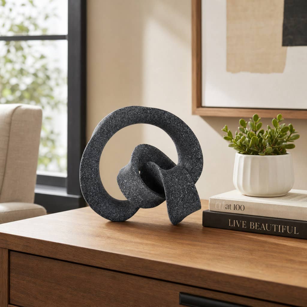 Decorative Sculpture - Black Polyresin Small Loop, 8 in.