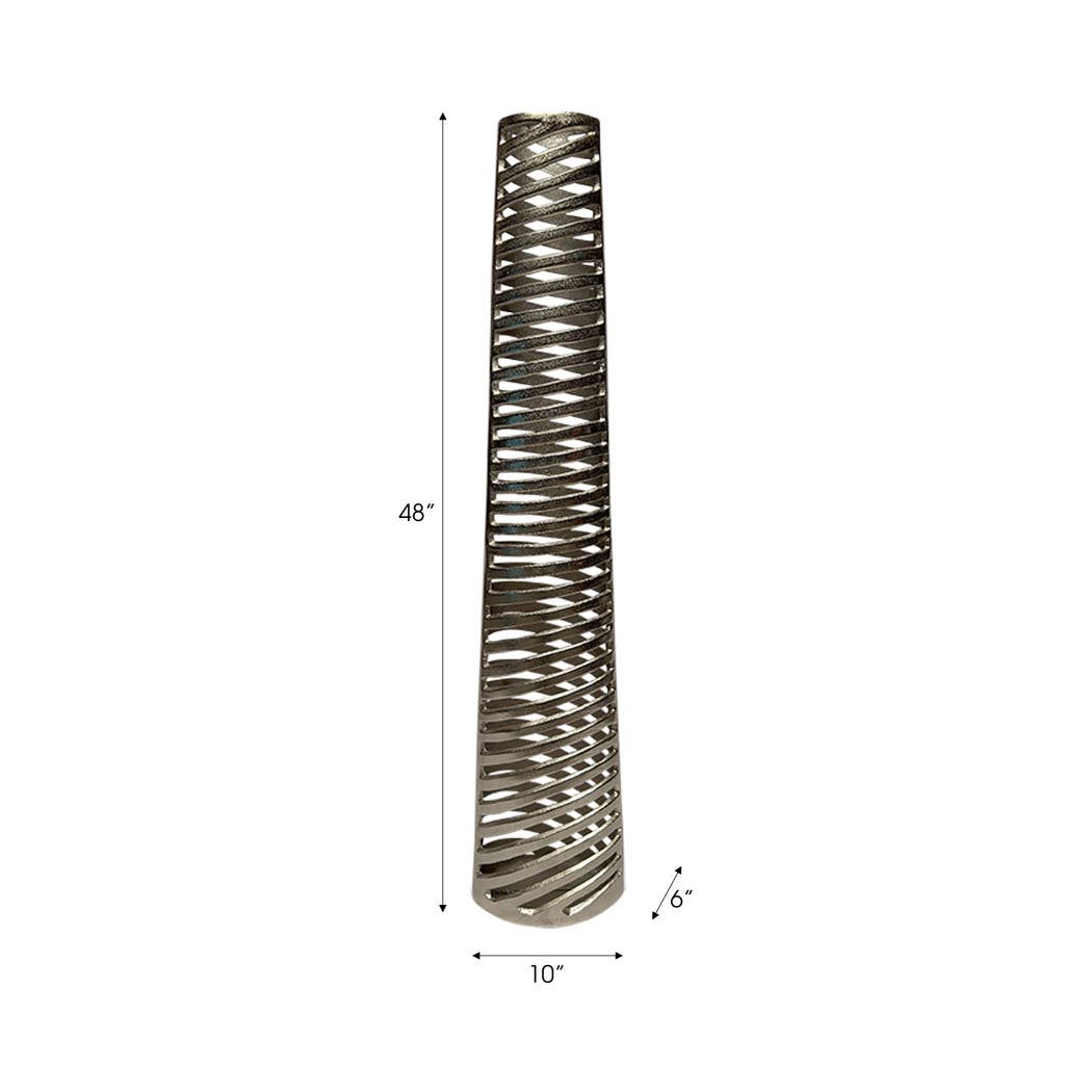 Decorative Vase - Silver Metal Medium Textured Floor, 48 in.
