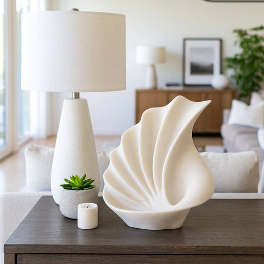 Decorative Sculpture - White Quartz Resin Shell, 16 in.