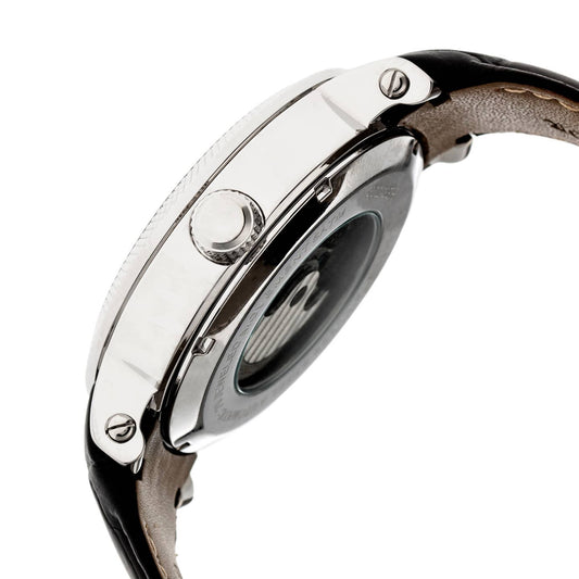 Heritor Aries Men's Automatic Skeleton Leather Watch, Silver