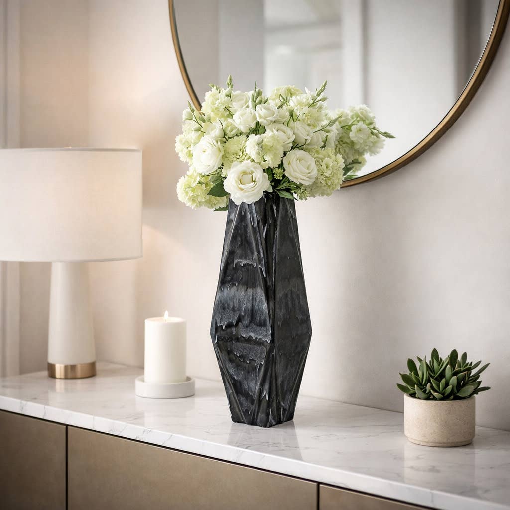 Decorative Vase - Grey Ceramic Tall Silhouette, 21 in.