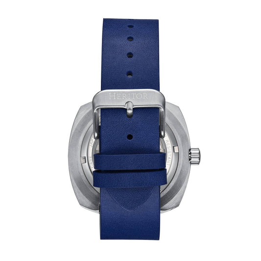 Heritor Davenport Men's Automatic Engraved-Case Leather Watch, Style HERHS3202