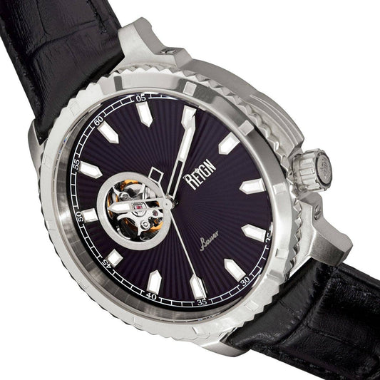 Reign Bauer Men's Automatic Semi-Skeleton Leather Watch