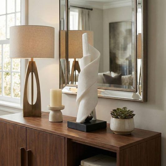 Sculpture - White Resin with Stainless Steel Accent, 21 in.