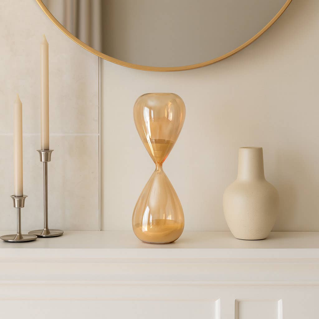 Decorative Object - Gold Glass Hourglass Sculpture, 17 in.