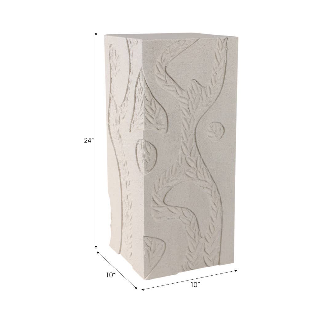 Sculpture - Ivory Wood Carved Plaster Pedestal, 24 in.