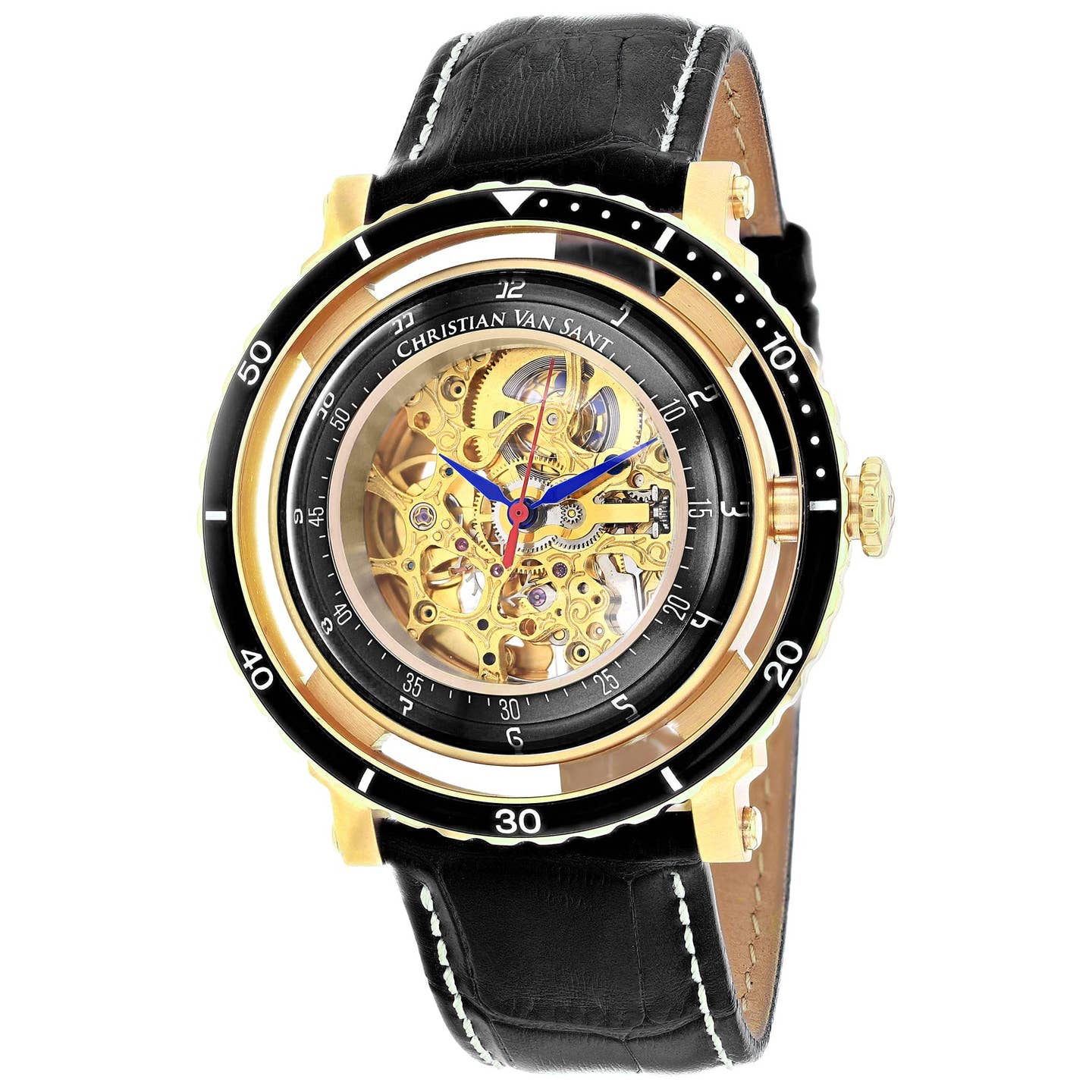Christian Van Sant Dome Men's Automatic Watch, Gold Skeleton Dial