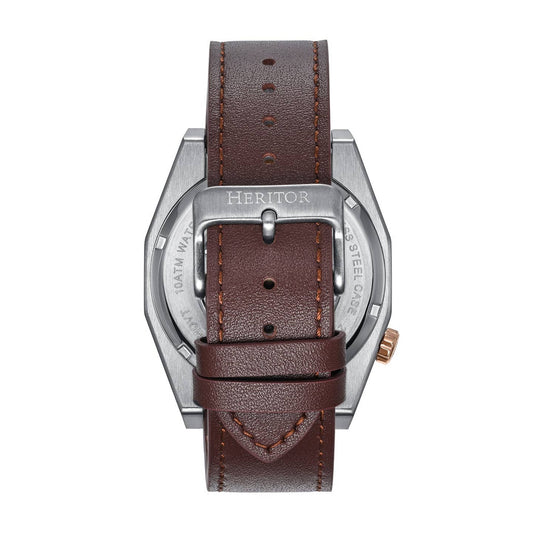 Heritor Amadeus Men's Automatic Semi-Skeleton Leather Watch, Style HERHS3404