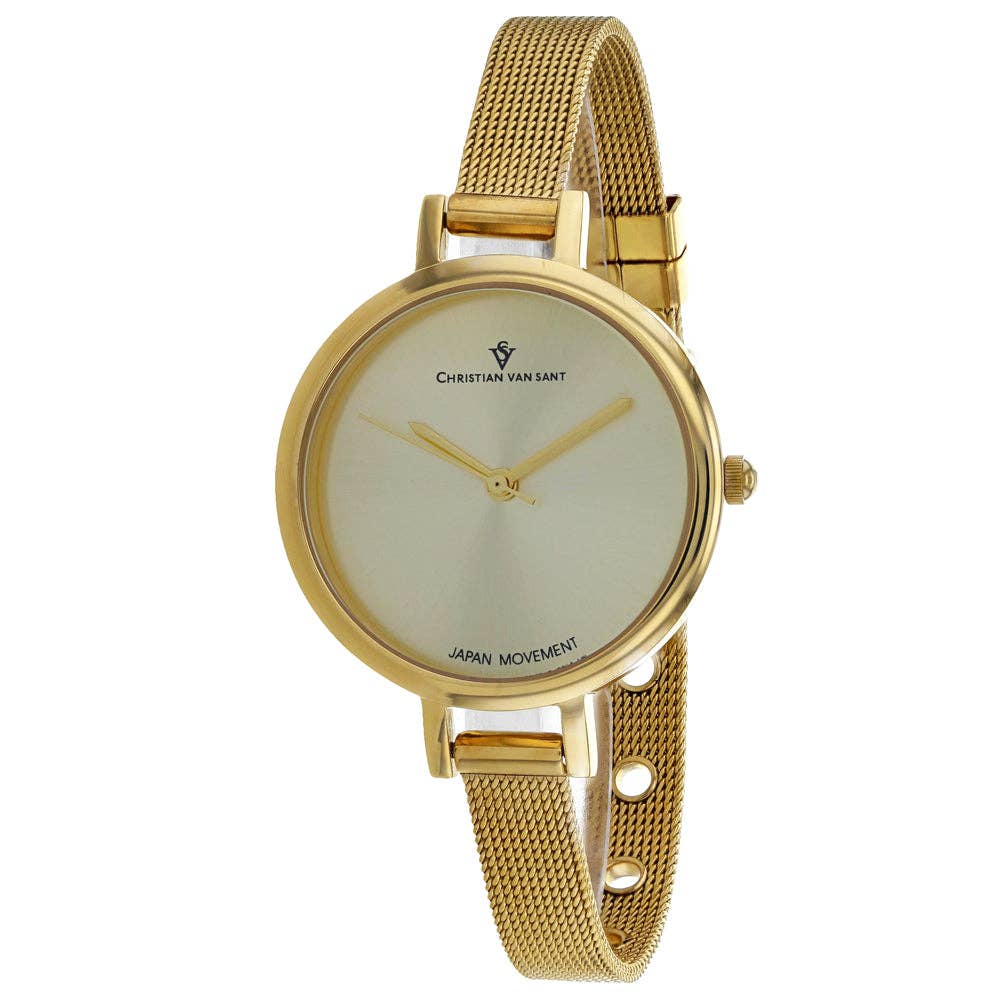 Christian Van Sant Grace Women's Quartz Watch, Gold Dial