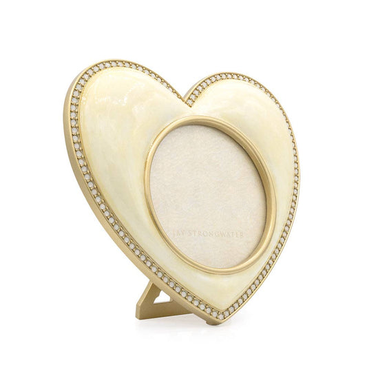 Jay Strongwater Chantal Heart Swarovski Crystal Enamel Picture Frame, Gold