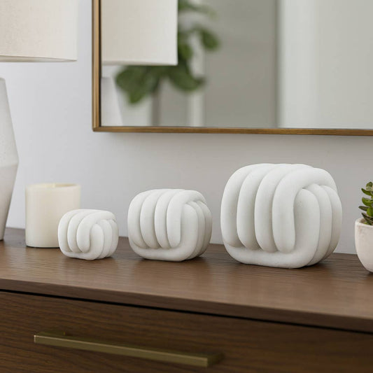 Decorative Objects Set of 3 - White Resin Knot, 3/4/5 in.