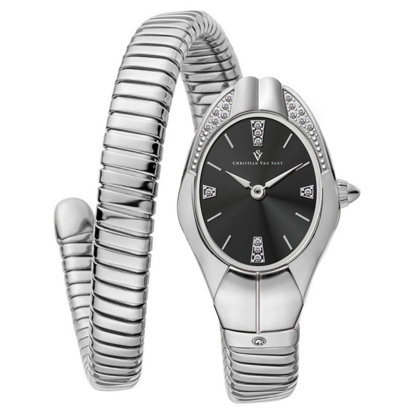 Christian Van Sant Naga Women's Quartz Watch, Black Dial