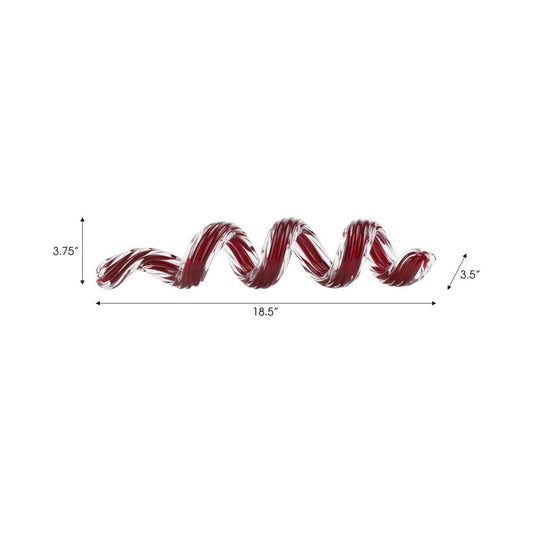 Decorative Sculpture - Red Glass Spiral Ribbon, 19 in.