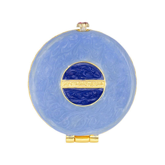Jay Strongwater Jayla 2" Round Butterfly Compact Mirror, Floral Austrian Crystal Enamel Gold-Finished Flora & Fauna