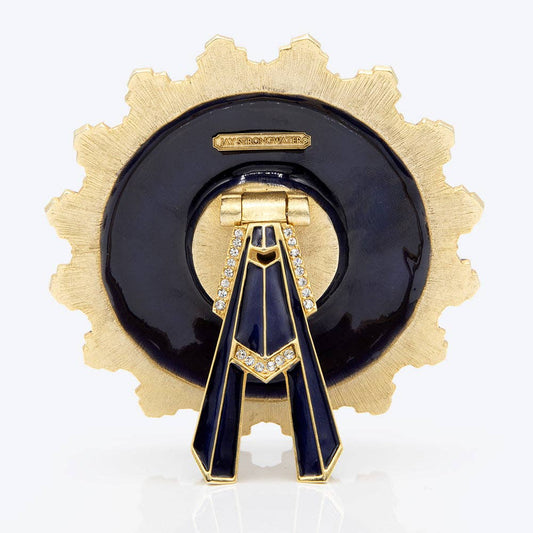 Jay Strongwater Clarence Art Deco Bumble Bee Swarovski Crystal Enamel Gold-Finished Table Clock, Delft Garden