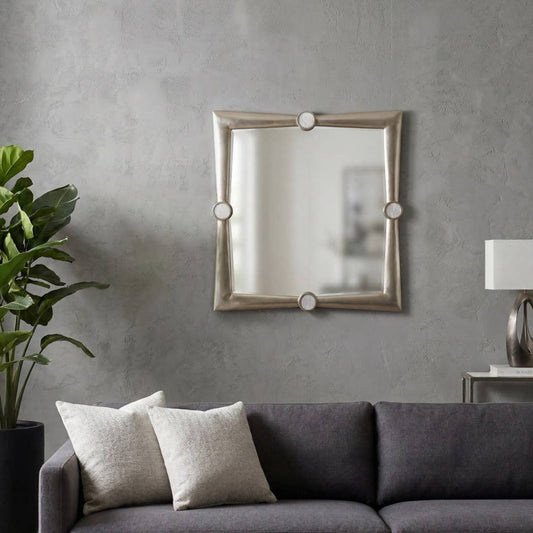 Wall Mirror - Gold Metal Modern Large Square, 32x36 in.
