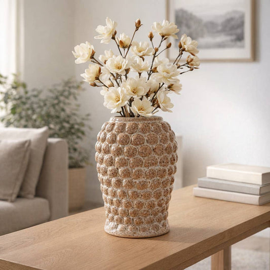 Decorative Vase - Brown Ceramic Sculpted Bubble, 11 in.