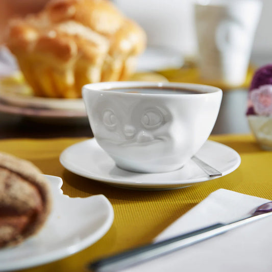 TASSEN Tasty Face Porcelain Coffee Cup & Saucer Set – 6.5 oz