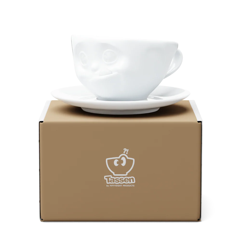 TASSEN Tasty Face Porcelain Coffee Cup & Saucer Set – 6.5 oz
