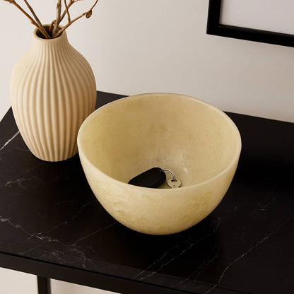 Decorative Bowl - Green Glass Minimalist Textured, 9 in.