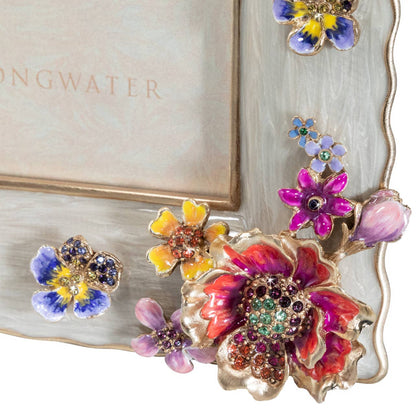 Jay Strongwater Ainsley Flower Bouquet Floral 5" x 7" Swarovski Crystal Enamel Picture Frame, Flora