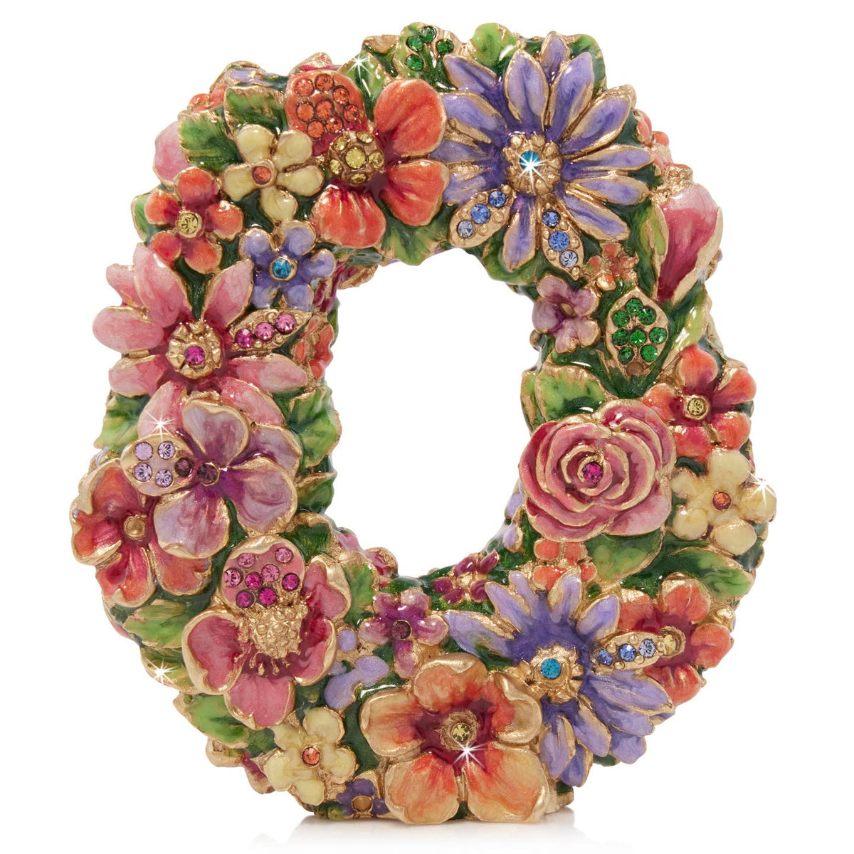 Jay Strongwater Masie Floral Hugs Flower Crystal Enamel Gold-Finished Tabletop Object